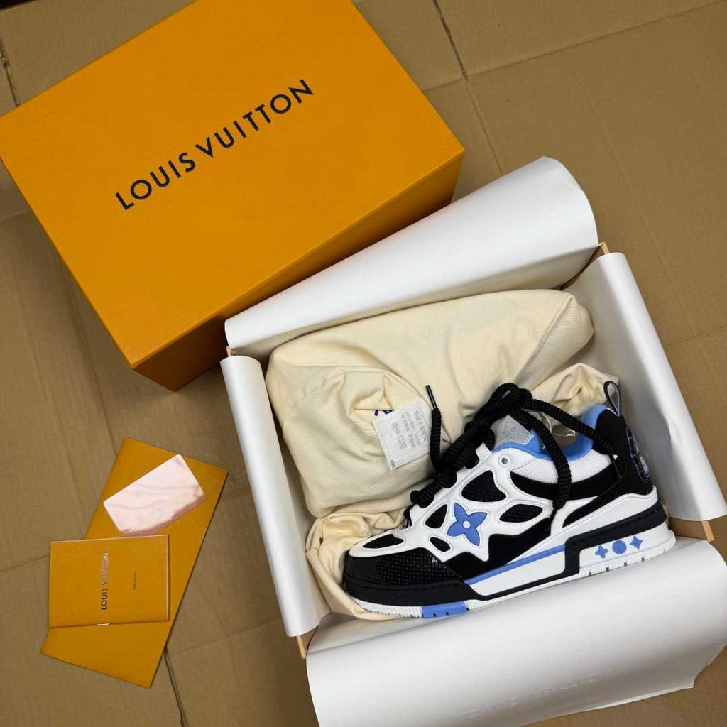 Blue, White, and Black Skates