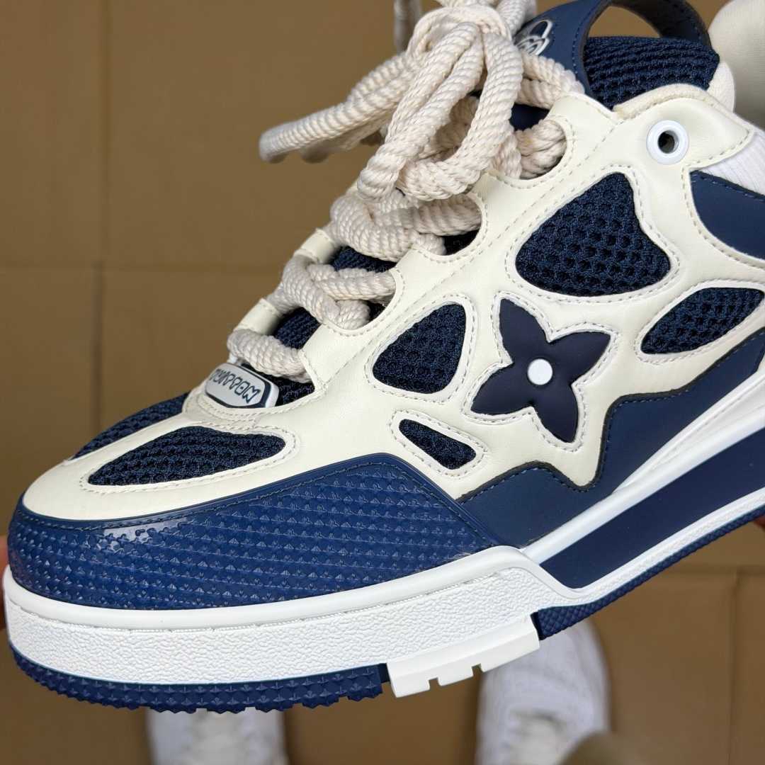 Navy blue and White Skates