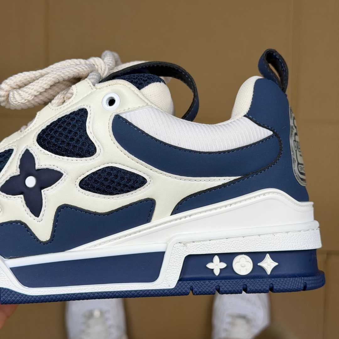 Navy blue and White Skates