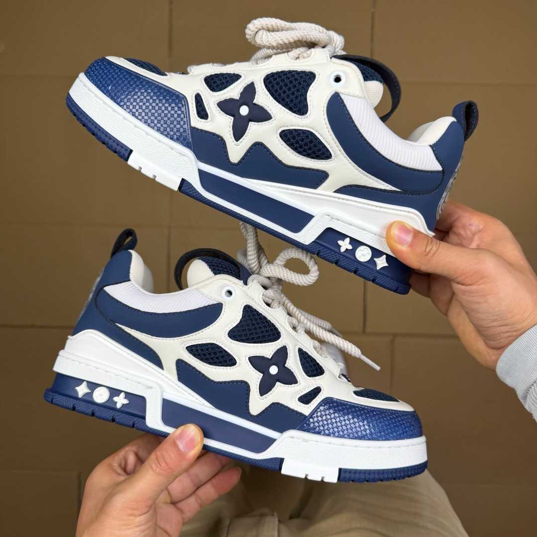 Navy blue and White Skates