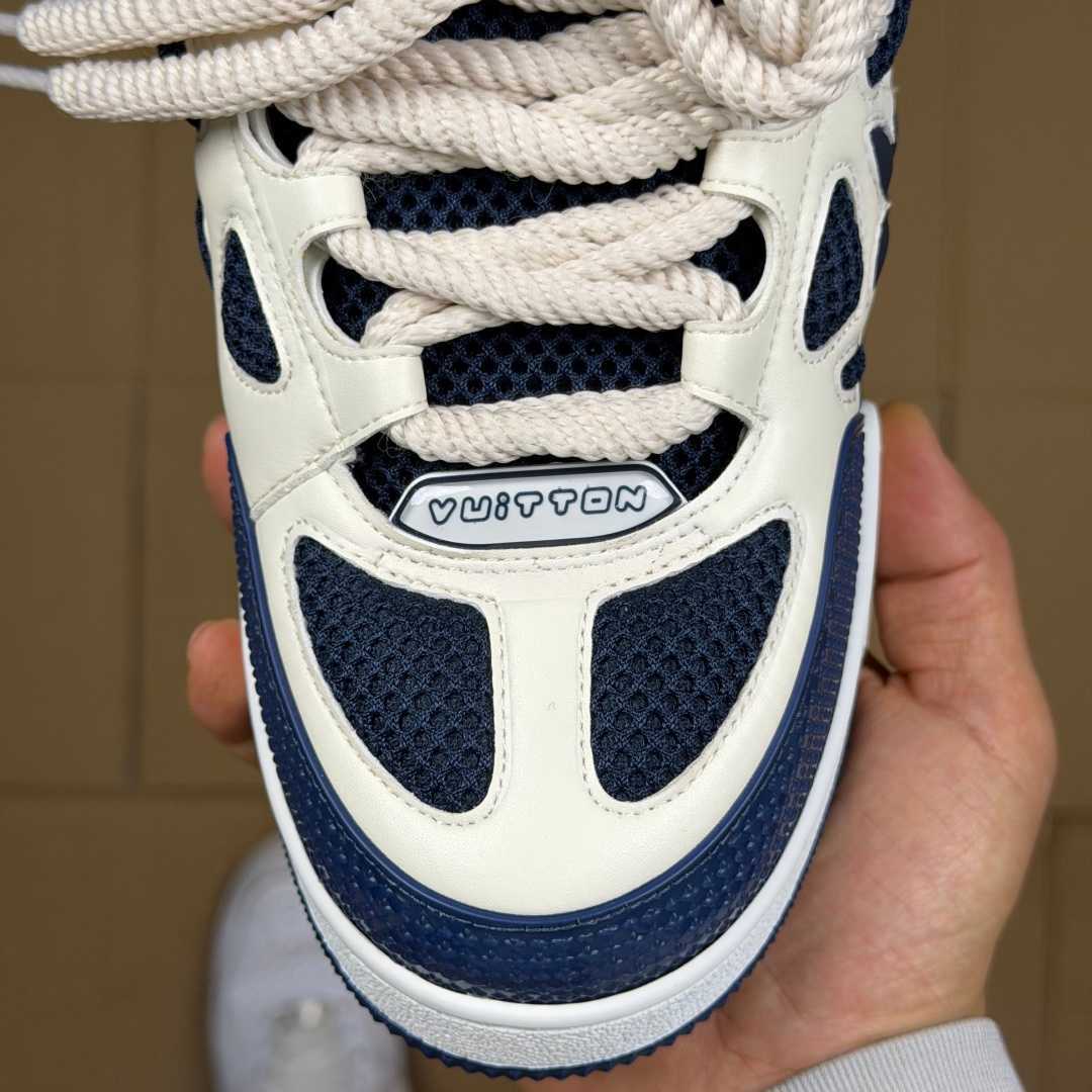Navy blue and White Skates