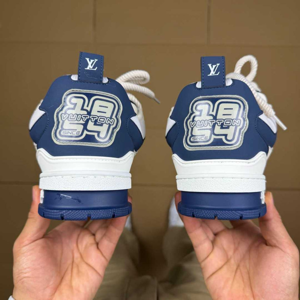 Navy blue and White Skates
