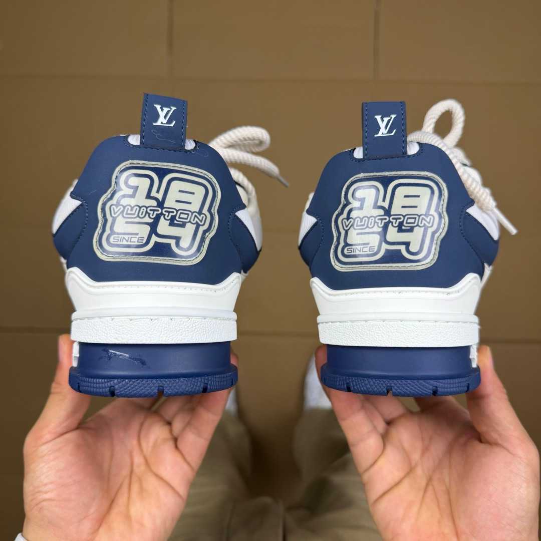 Navy blue and White Skates